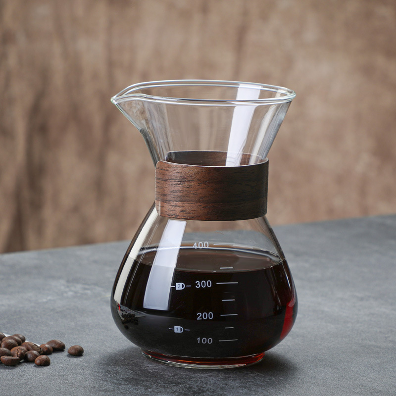 Glass Coffee Dripper with Walnut Wood Collar